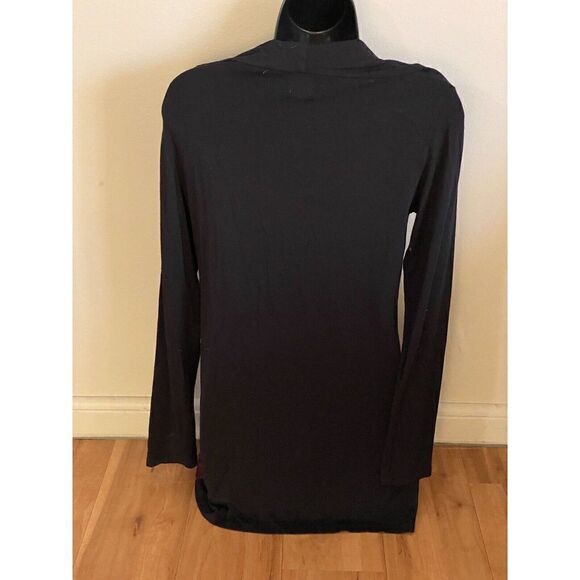 Aventures Des Toiles Black Embroidered Long Stretch Artsy Shirt Top size 40 M - Picture 2 of 8